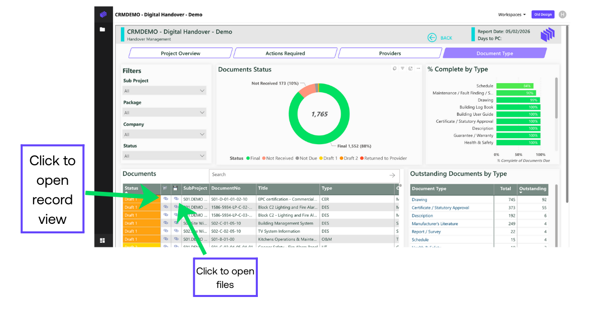 Digital Handover Dashboard