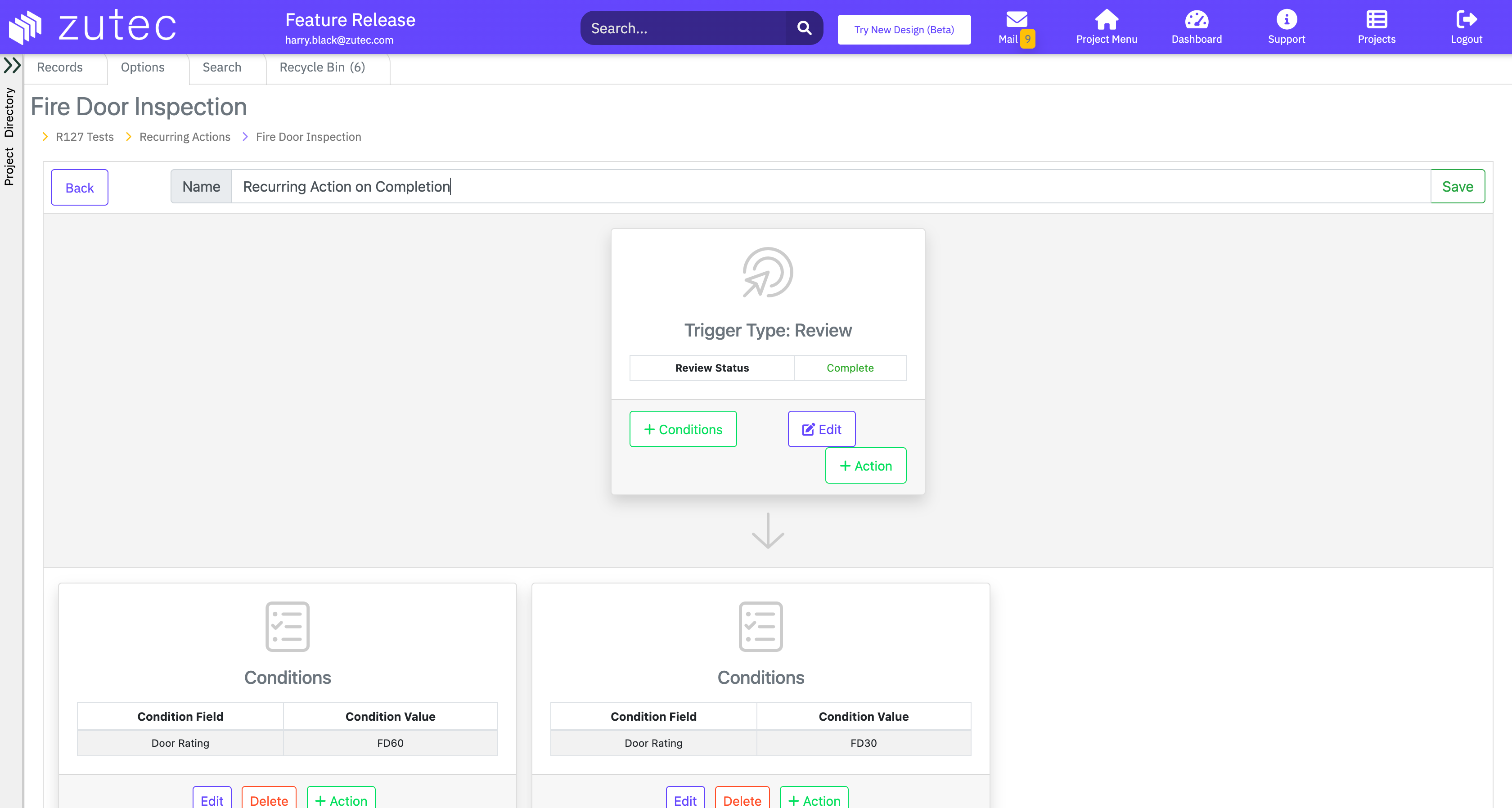 Zutec Recurring Action Workflow