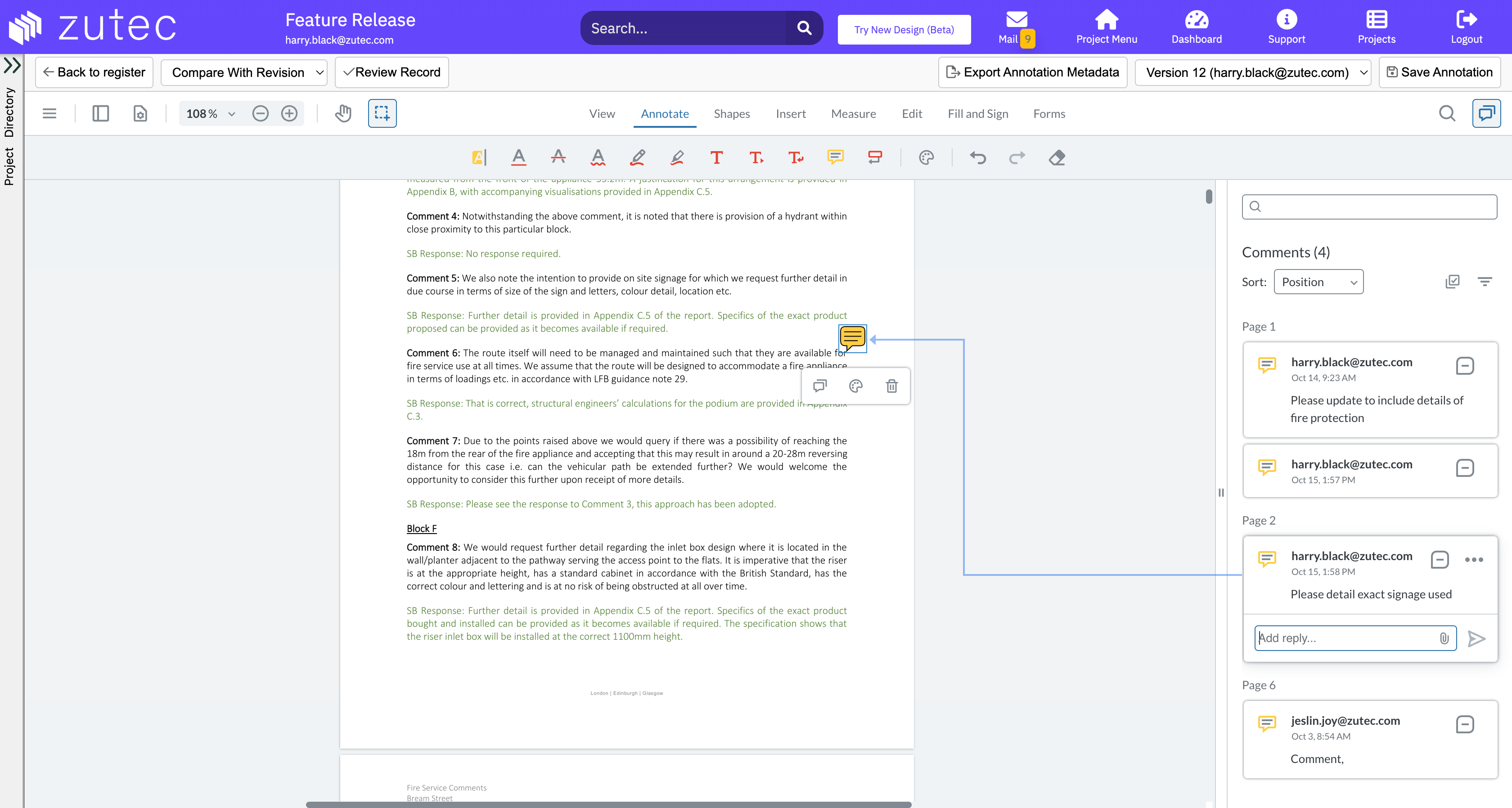 Zutec in-browser document viewer annotation