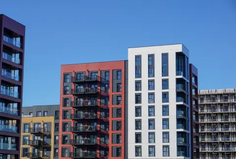 High Rise Residential Development set against a clear blue sky